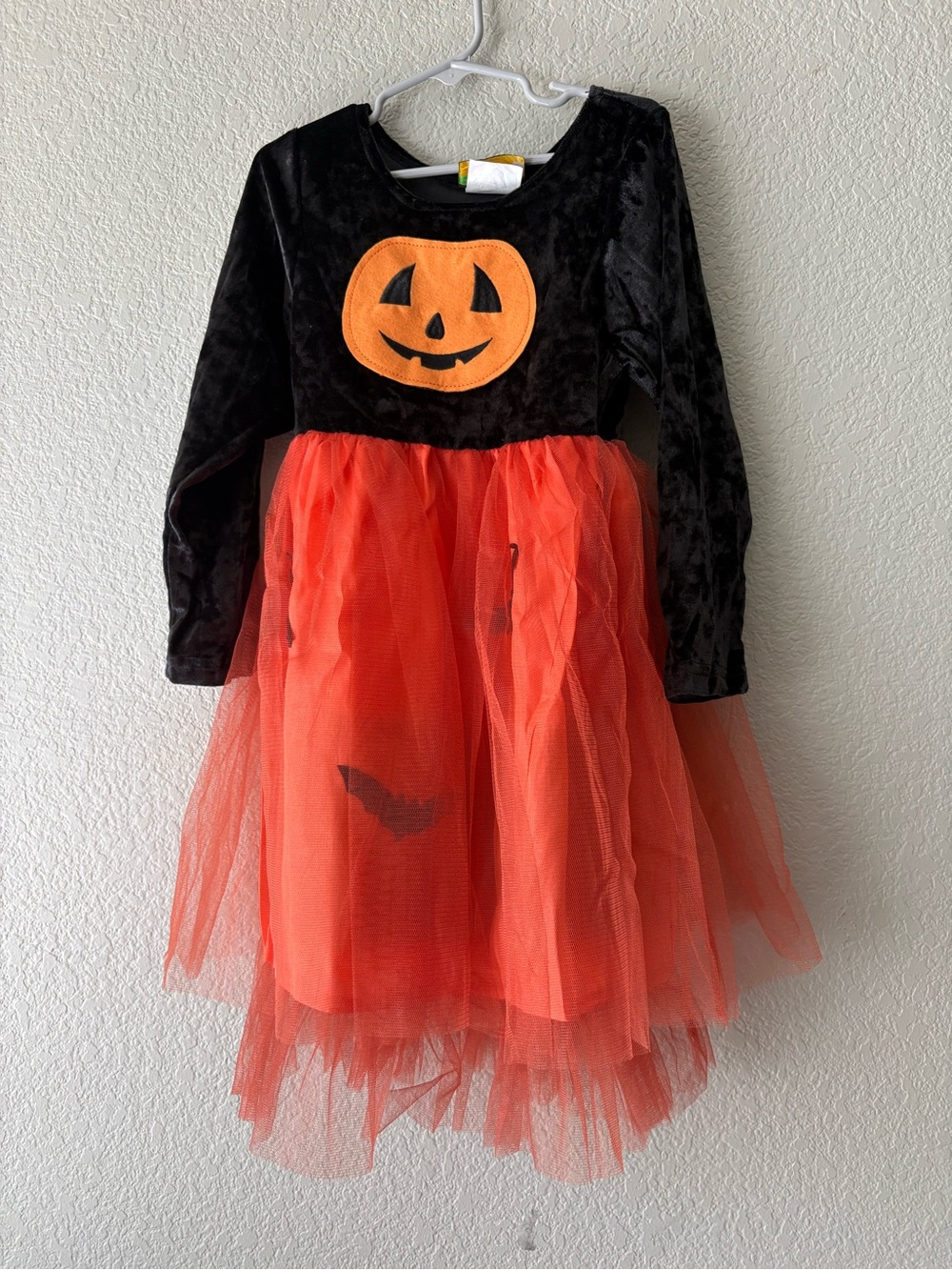 Girls Halloween Pumpkin Tulle Dress - Black & Orange